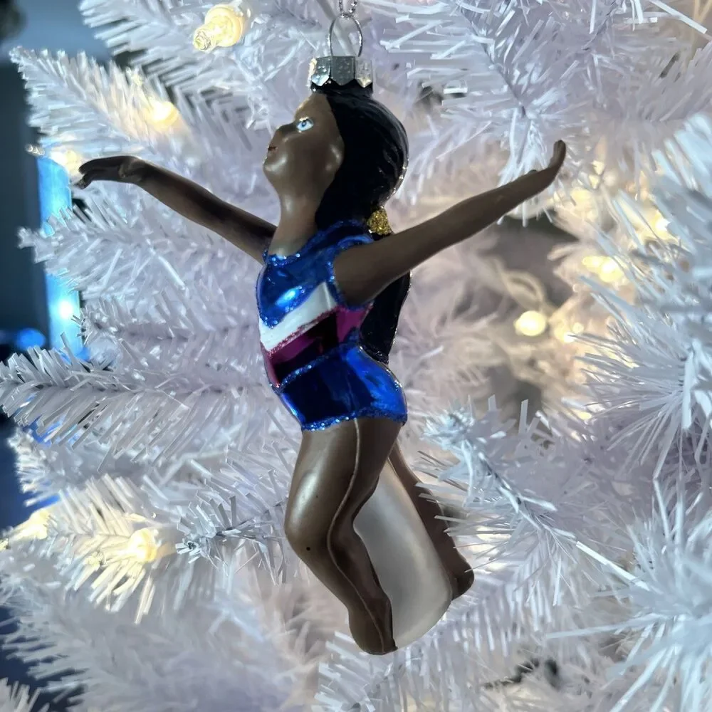 Ashland Glass African American Gymnast Christmas Tree Ornament 5.25